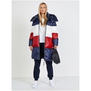 Blue-White-Red Women's Quilted Coat Tommy Hilfiger Colorblo - Women