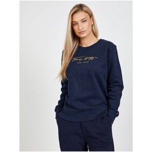 Dark Blue Women's Sweatshirt Tommy Hilfiger Reg Fleece Gold Script - Women