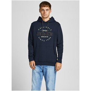 Blue Men's Patterned Hoodie Jack & Jones Surface - Men's