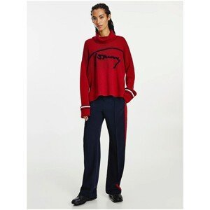 Red women's turtleneck with tommy hilfiger inscription - Women