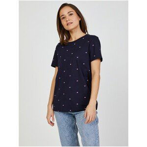 Dark Blue Women's Patterned T-Shirt Tommy Hilfiger - Women