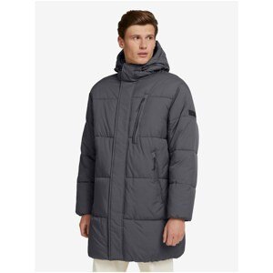 Grey Men's Quilted Winter Coat with Hood Tom Tailor Denim - Men's