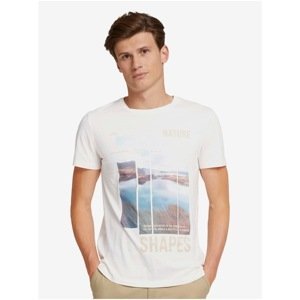 White Men's T-Shirt with Tom Tailor Denim Print - Men's