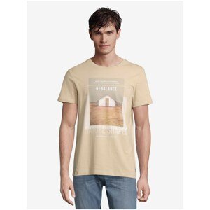 Men's Beige T-Shirt with Tom Tailor Denim Print - Men's