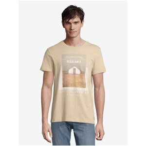 Men's Beige T-Shirt with Tom Tailor Denim Print - Men's