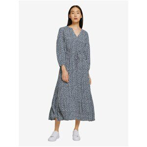 Blue Women's Patterned Midi Dress with Tom Tailor Tie - Women