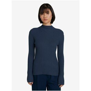 Dark Blue Women's Ribbed Sweater Tom Tailor Turtleneck - Women