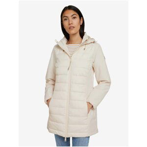 Cream Women's Quilted Coat Tom Tailor Hybrid - Women