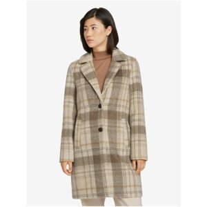 Beige-Brown Women's Plaid Coat Tom Tailor Check - Women