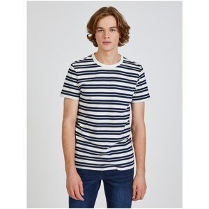 Blue and White Mens Striped T-Shirt Tom Tailor Denim - Men