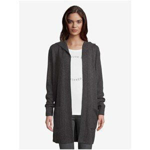 Dark Grey Women's Ribbed Cardigan Hooded Tom Tailor Denim - Women