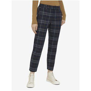 Dark Blue Women's Plaid Shortened Pants Tom Tailor Denim - Women