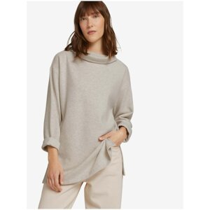 Light gray womens loose sweatshirt with stand-up collar Tom Tailor - Women