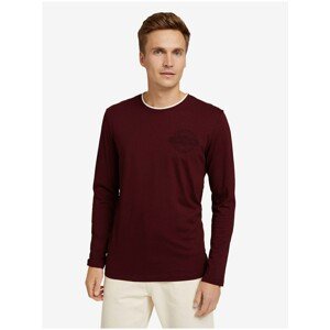 Burgundy Men's T-Shirt with Tom Tailor Print - Men's