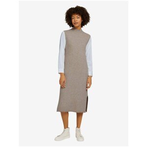 Beige Women's Sweater Midi Dress with Tom Tailor Cutouts - Women