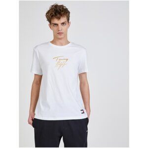 White Men's T-Shirt with Tommy Hilfiger Print - Men's