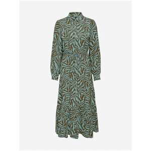 Green Women's Patterned Shirt Midish dress with TIE ONLY Vic - Women