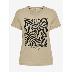 Beige Women's Patterned T-Shirt ONLY Zenia - Women