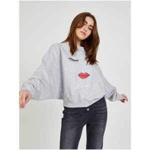 Light grey women's sweatshirt with print ONLY Jennifer - Women