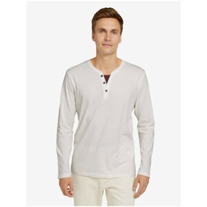 White Men's T-Shirt with Buttons Tom Tailor - Men's