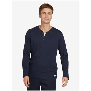 Dark Blue Men's T-Shirt with Buttons Tom Tailor - Men's