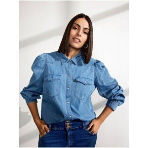 Blue Denim Shirt with Balloon Sleeves ONLY CARMAKOMA Lory - Women