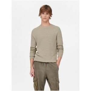 Beige Ribbed Sweater ONLY & SONS Dennis - Men