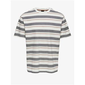 Grey-cream striped T-shirt ONLY & SONS Tomas - Men