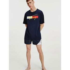 Tommy Hilfiger Blue Men's T-Shirt Drop Shoulder Tee with Logo - Men