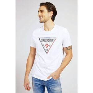 Guess White Men's T-Shirt Triesley Triangle Logo - Men