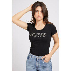 Guess Black T-Shirt Glitter Logo - Women