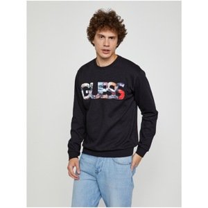 Black Men's Sweatshirt with Guess Tibby Print - Men's