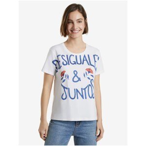 White Women's T-Shirt with Desigual Desiguales Y Juntos - Women