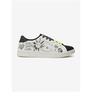 White Women's Patterned Sneakers Desigual Cosmic Lettering - Women