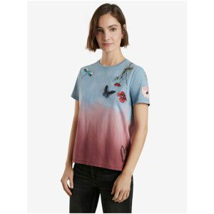 Pink-Blue Women's T-Shirt Desigual Tojo - Women