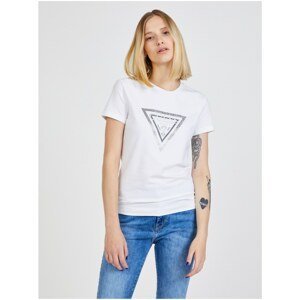 White Women's T-Shirt with Guess Print - Women