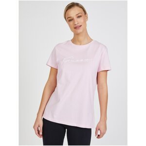 Light pink women's T-shirt with Guess print - Women