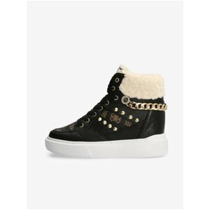 Guess Black Women Ankle Winter Gusset Boots with Decorative Details - Women