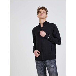 Black Mens Cardigan with Stand-up Collar Guess Kennard - Men