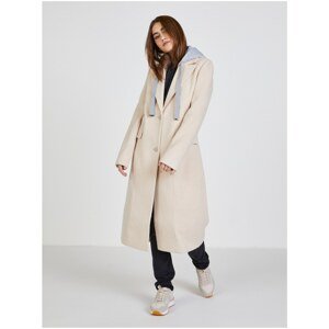 Beige Ladies Coat with Wool and Detachable Hood Guess Barbar - Women