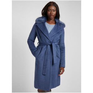 Guess Blue Women's Wool Coat for Tying with Gu Collar - Women