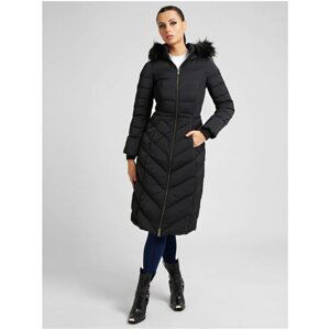Black Women's Quilted Coat with Drawaway Hood Guess Caterina - Women