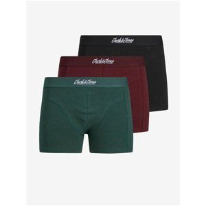 Set of three boxers in green, burgundy and black Jack & Jones Organic - Men