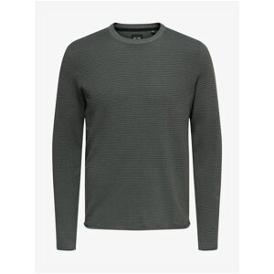 Dark Green Ribbed Sweater ONLY & SONS Niguel - Men
