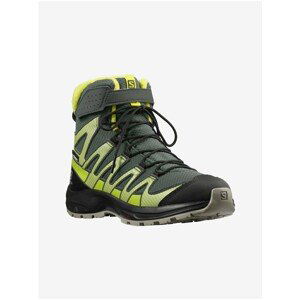 Zeleno-čierne chlapčenské členkové outdoorové topánky Salomon XA PRO