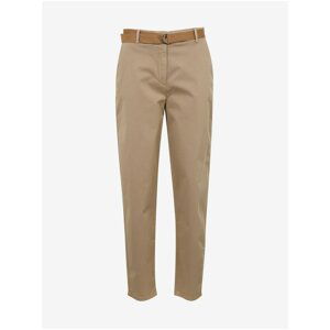 Beige Women's Shortened Pants with Tommy Hilfiger Belt - Women