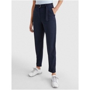 Navy Blue Women's Cropped Trousers with Belt Tommy Hilfiger - Women