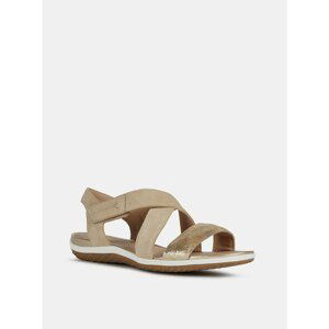 Beige Women's Leather Sandals Geox-Vega - Women