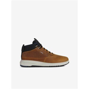 Brown Men's Ankle Leather Sneakers Geox Aerantis - Men