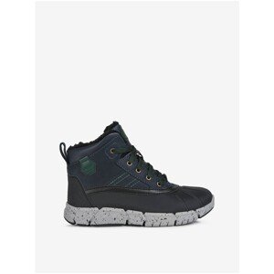 Black-Blue Boys' Ankle Leather Boots with Artificial Fur Geox Flexyper - Unisex